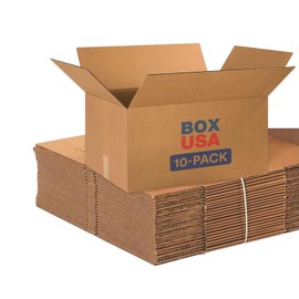 BOX USA Shipping Boxes Large 24"L x 16"W x 12"H, 10-Pack | Corrugated Cardboard Box for Packing, Moving and Storage