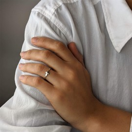 Silverly Women's 925 Sterling Silver Cross Crucifix Slim Band Stackable Ring