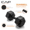 CAP Barbell 45 LB Coated Hex Dumbbell Weight with Black