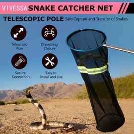 Snake Catcher Net, Snake Grabber for Safe Reptile Handling and Capture – Effective Snake Catcher Grabber Tool with Closure Net, Snake Handling Tools with a Handle Extendable from 20'' to 45''