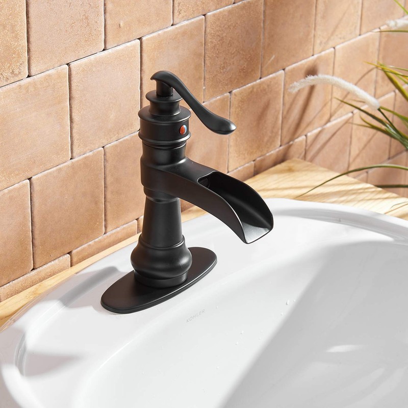 Black Bathroom Faucet Sink Waterfall Bath Faucets Single Handle Single