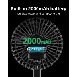 DICMKY USB Car Fan Oscillating Rechargeable Fan with Colorful Light Battery Powered, 360° Rotatable Portable Clip Visor Fans That Blow Cold Air, Small Cooler Mini Silent, for Vehicle Van Truck Suv Rv
