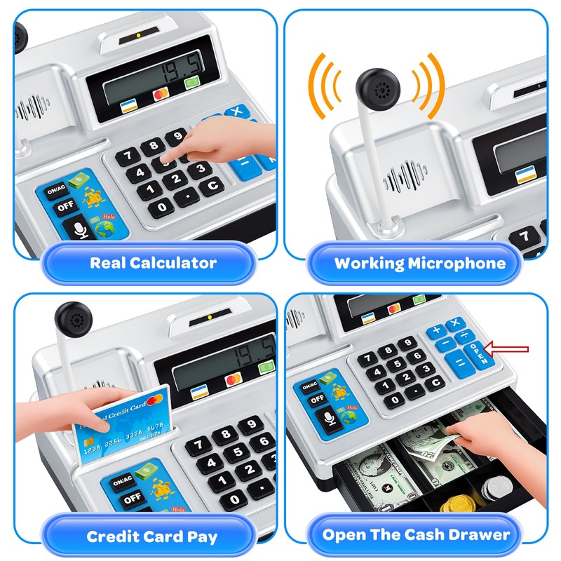 Calculator Cash Register - 103 Pcs Toy Cash Register, Store