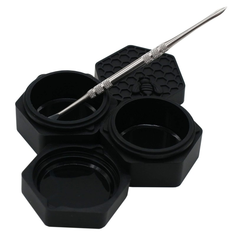 KUVIS 26ml Hexagon Silicone Containers Non-stick Jars with Carving Tool
