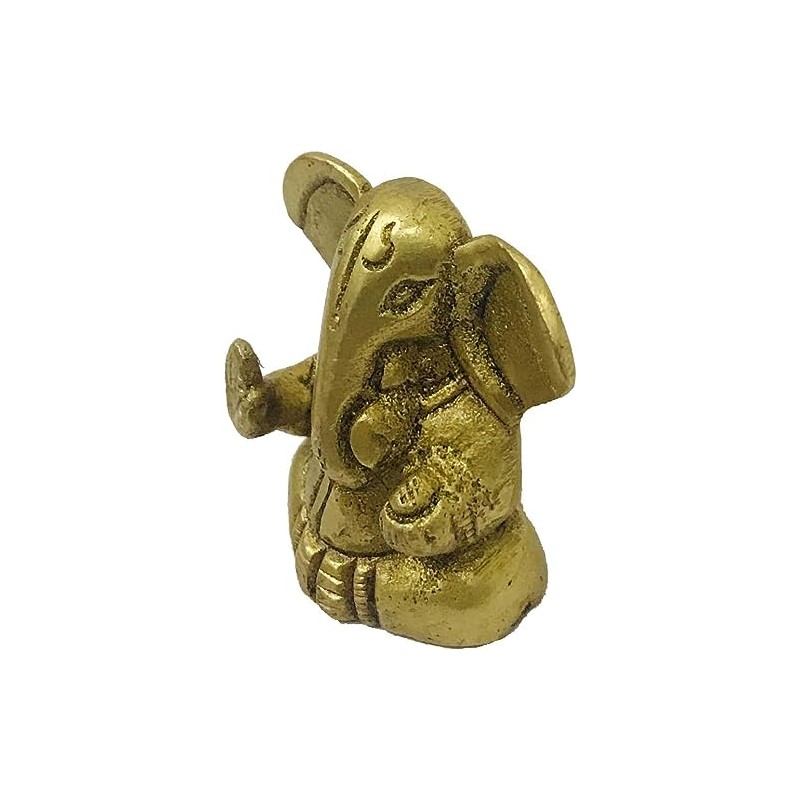 Mini Ganesha Brass Statue Diwali Poojan Ganesh Ji Ganpati Figurine