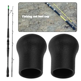 eMagTech 2pcs 22mm PVC Fishing Rod End Cap Protective Cap End Piece Suitable for Fishing Rod Building Repairs DIY Fishing Rod Ends Black 46 x 36 mm