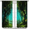 Fantasy Nature Curtains for Windows, Gothic Gate Fantasy Forest Theme