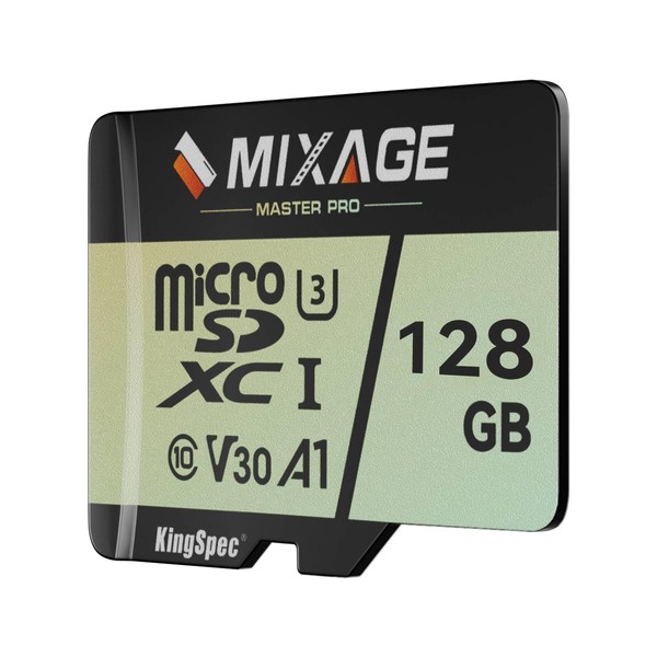 MIXAGE 128GB MicroSDXC Card UHS-I U3/V30/A1/C10-175MB/s Read 110MB/s Write, 4K