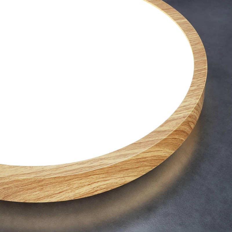 EDO, Pereti LED Ceiling Light Flat 18 W Wooden Ring