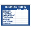 Cosco Static Cling Sign, Business Hours, 10" x 14", Blue