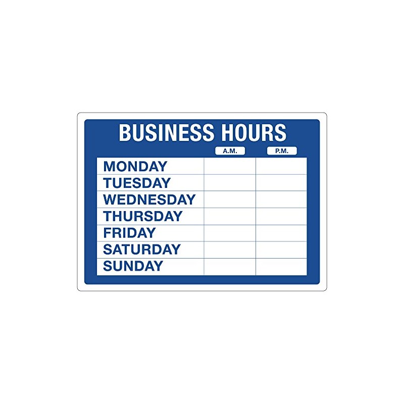 Cosco Static Cling Sign, Business Hours, 10" x 14", Blue