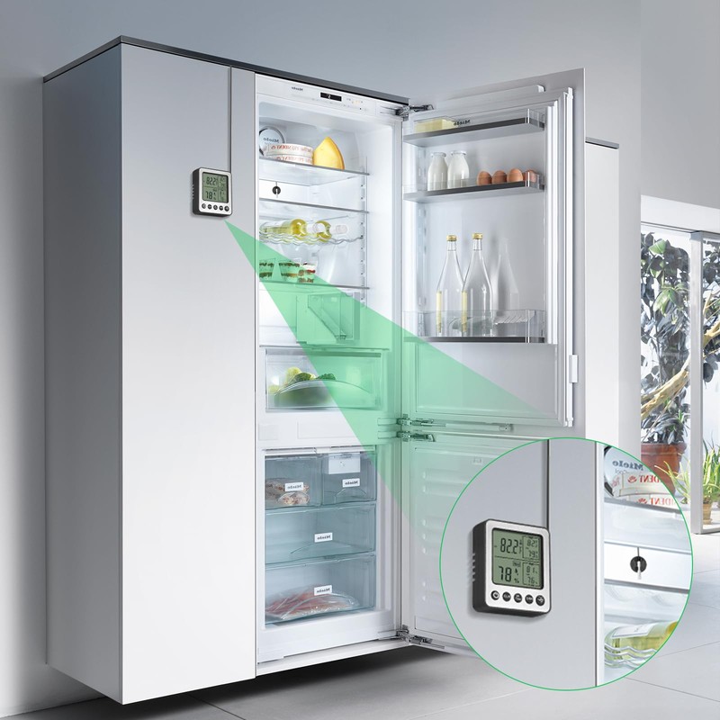 Digital Refrigerator Freezer Fridge Thermometer with Extra Sensor Digital Hygrometer