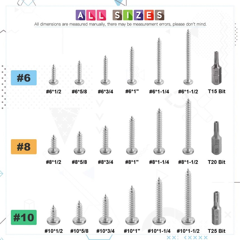 Glarks 51Pcs #6 x 1-1/2'' Button Head Torx Security Machine