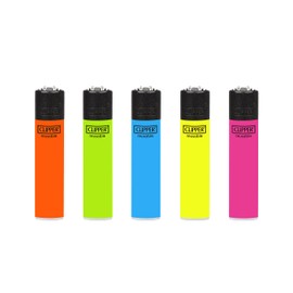 Clipper - Classic Large Reusable Lighter - Iconic Premium Refillable Lighters Bulk Pack - Replace Butane, Flint, and Spark Wheel for Unlimited Lights - 48 Pack - Solid Flourescent