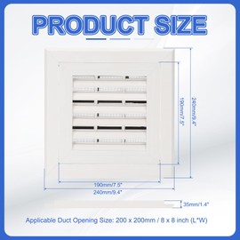 PATIKIL 8x8 Inch Plastic Ventilation Grille, Return Air Vent Cover Removable Vent Filter Grilles with Built-in Mesh Screen for Wall or Ceiling HVAC Vents, White