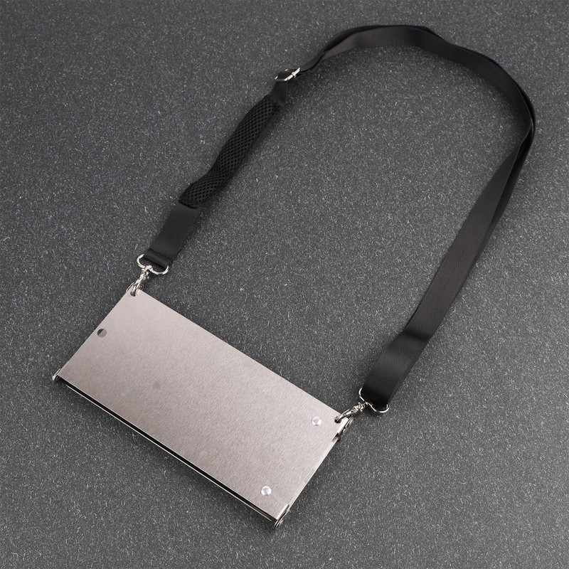 Foldable Stainless Steel Clipboard with Shoulder Strap - Adjustable Size,