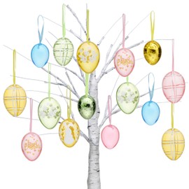 Valery Madelyn 26Pcs Easter Eggs Tree Ornaments for Easter Decorations, Large Pastel Pink Green Plastic Eggs Bulk Tree Decorations, Transparent Shatterproof Decorative Hanging Decor