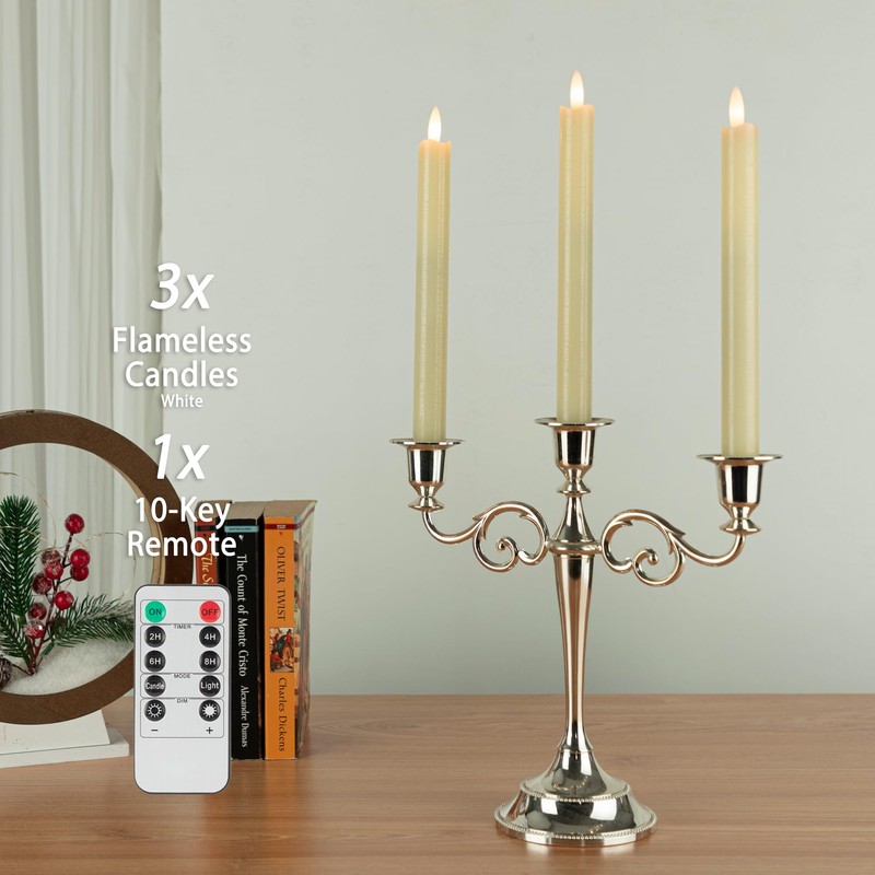 AFINETH Flameless Taper Candles with Rmote, 9.6" Real Wax Battery