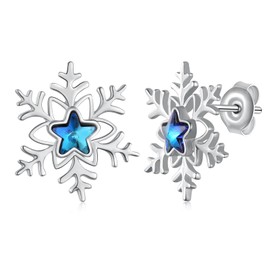 Snowflake Earrings for Women 925 Sterling Silver Snowflake Stud Earrings Winter Party Christmas Jewelry for Women