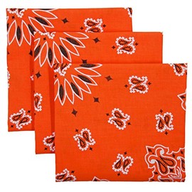 American Heritage Cotton Bandanas - Made in USA - Sold by Vets - Pack of 3 (Orange)