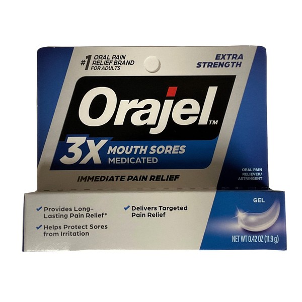 Orajel 3x Medicated for Mouth Sores Gel - Oral Pain Reliever, 0.42 oz