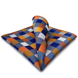 SHLAX&WING Men's Floral Pattern Checkered Necktie, Wedding, Silk Check, 12.6 x 12.6 inches (32 x 32