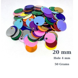 20 mm Flat Round Sequin Paillettes, 285 Pcs 20 mm, Hole 4 mm Mix Color Assortment Acrylic Sequin - 1,76 Ounce (50 Grams) (Mix)