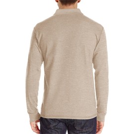 PICKLION Mens Long Sleeve Polo Shirts Casual Moisture Wicking Golf Polo Shirts with Pocket Beige