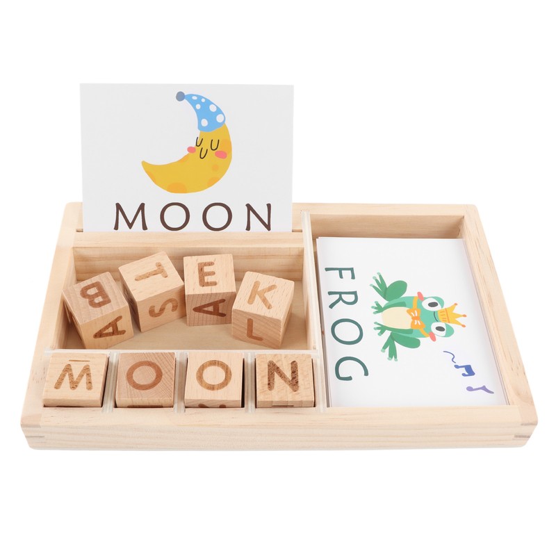 ABC Building Blocks English Letters 8 Blocks 30 Cards Wooden