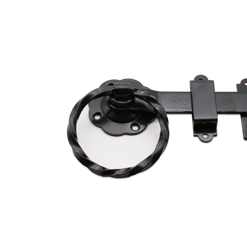 Heavy Duty Epoxy Black 6" 150mm Twisted Ring Gate Latch