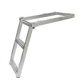 Mytee Products 2 Rung Pull-Out Trailer Step Ladder Folding Truck Step Galvanized Steel Heavy Duty for Use with Trucks, Trailers and RV's