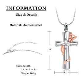 constantlife Cross Urn Necklace for Ashes for Women Men Cat Butterfly Memorial Pendant Cremation Jewelry Keepsake Human Pet Ashes Holder (Rose Gold)