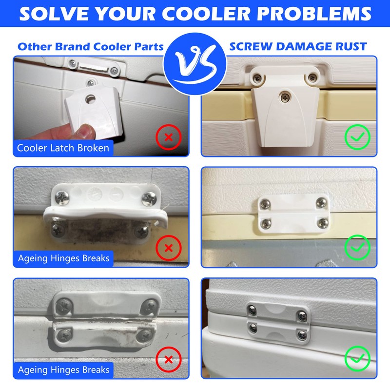 Cooler Hinge and Latch and Screws Kit, High Strength Cooler