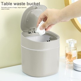 SVUPUE Mini Trash Can, Mini Desktop Trash Can, Desk Trash Can with Lid, for Bathroom, Kitchen, Office, Coffee Table, Portable Lid Removable, Grey