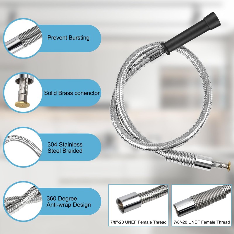 44inch Pre Rinse Hose with Grip Handle & Spring, Replacement