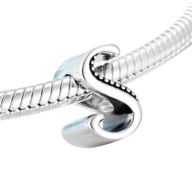 Luckybeads Letter Initial A - Z Charm Alphabet Bead 925 Sterling Silver Letter Charms fit for DIY Charm Bracelet & Necklace (S)