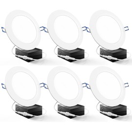 Sunco 6 Pack Recessed Lighting 6 Inch LED, Canless Ceiling Lights Slim with Junction Box, 850 LM, 14W (100W Equivalent), 3000K Warm White, Dimmable, Wafer Thin, 50000 Lifetime Hours ETL.