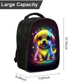 CBETF Dog Backpack for Girls Boys Cute Happy Dog Puppy Pet Rainbow Starry Stars School Backpack Bookbag, 16 Inch Kindergarten Elementary School Backpack for School & Travel, Colorful