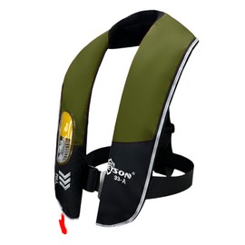 Manual Inflatable Life Jacket,Life Vest for Adult,Preserver PFD for Adults,Supports Weight up to 330 pounds (GREEN-716)