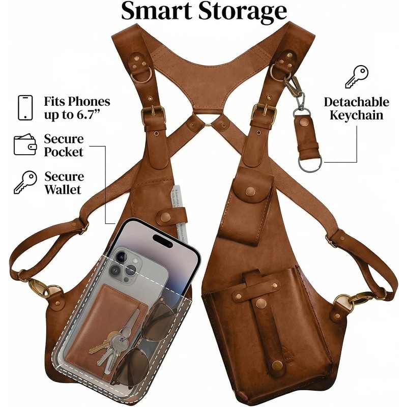 Premium Leather Adjustable Underarm Shoulder Bag for Men & Women,