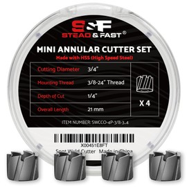 S&F STEAD & FAST Spot Weld Cutter Drill Bit 4 Pcs, Spot Weld Removal Replacements, Cutting Diameter 3/4", 3/8" Shank, Annular Cutter for Hand Drill, Auto Body Tools, Collision Repair, Car Restoration