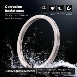 EDO GOT Titanium Split Key Rings, 6-Pack, Assorted Sizes, Natureal Color