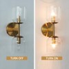 Antique Brass Wall Sconce, Bell-Shaped Double Bathroom Sconce with Ribbed