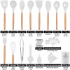 Brodark 35-Piece Wooden Handle Silicone Utensils Set - Beige color
