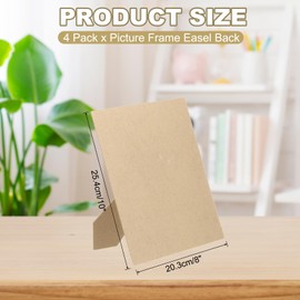 PATIKIL 4 Pack Easel Back for Picture Frame, 8 x 10 Inch Replacement Picture Frame Easel Back DIY Photo Board for Photo Frames Tiles, Poplar