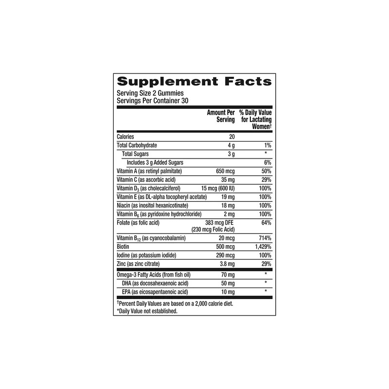 Centrum Multi Vitaminas Postnatal Con Biotina Y Dha 60 Gomas
