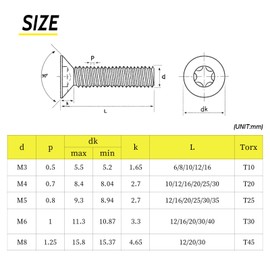 SHUNCHG 20 pcs M8x30mm Countersunk Screws, M8 Flat Head Machine Bolts 30mm, A2 Stainless Steel Torx Drive Hex Socket Countersunk Screws for Furniture, Wood, Black