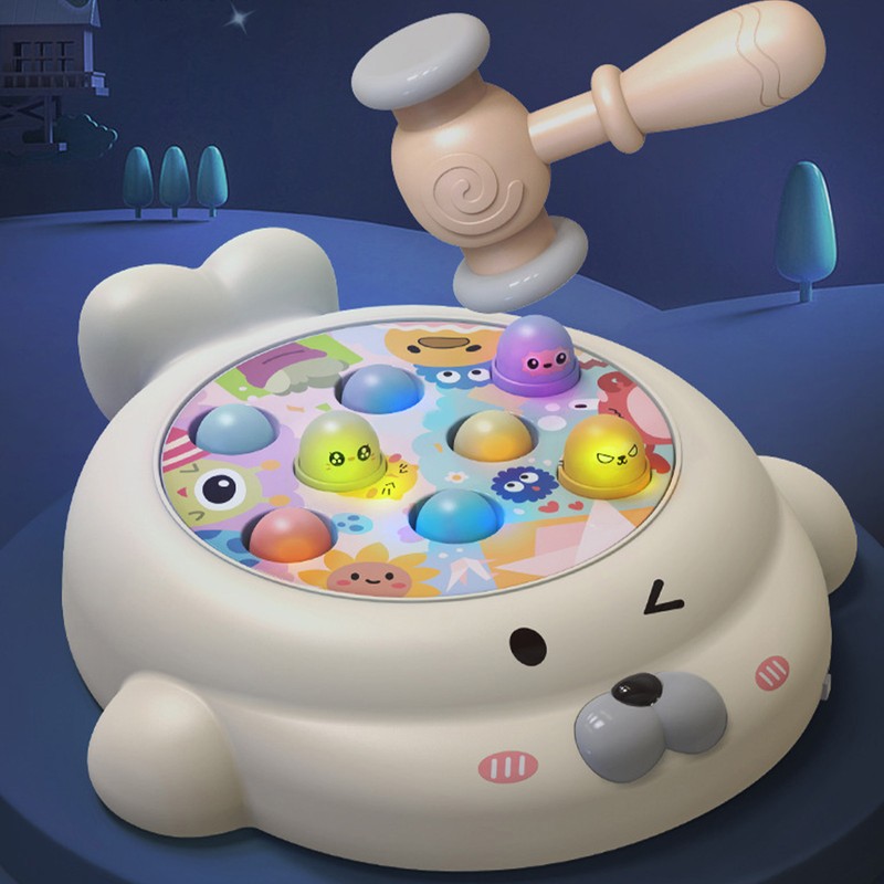 Kids Interactive Whack Toy Educational Sound Light Animal Shape Hammering