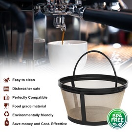8-12 Cup Reusable Filter Basket With Closed Bottom Fits MrCoffee Coffee Maker and Brewer - Permanent Filter Replacement for Mr Coffee Gold Basket-Style Filters 1-Pack