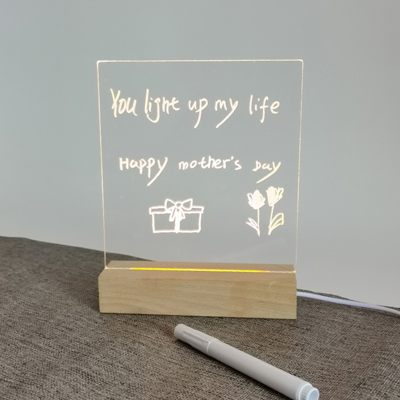 Desktop Luminous Memo Note Board Plug In LED Lamp Base